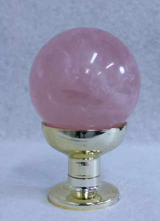 天然ピンク水晶球(台座付)<br/>1C-0026